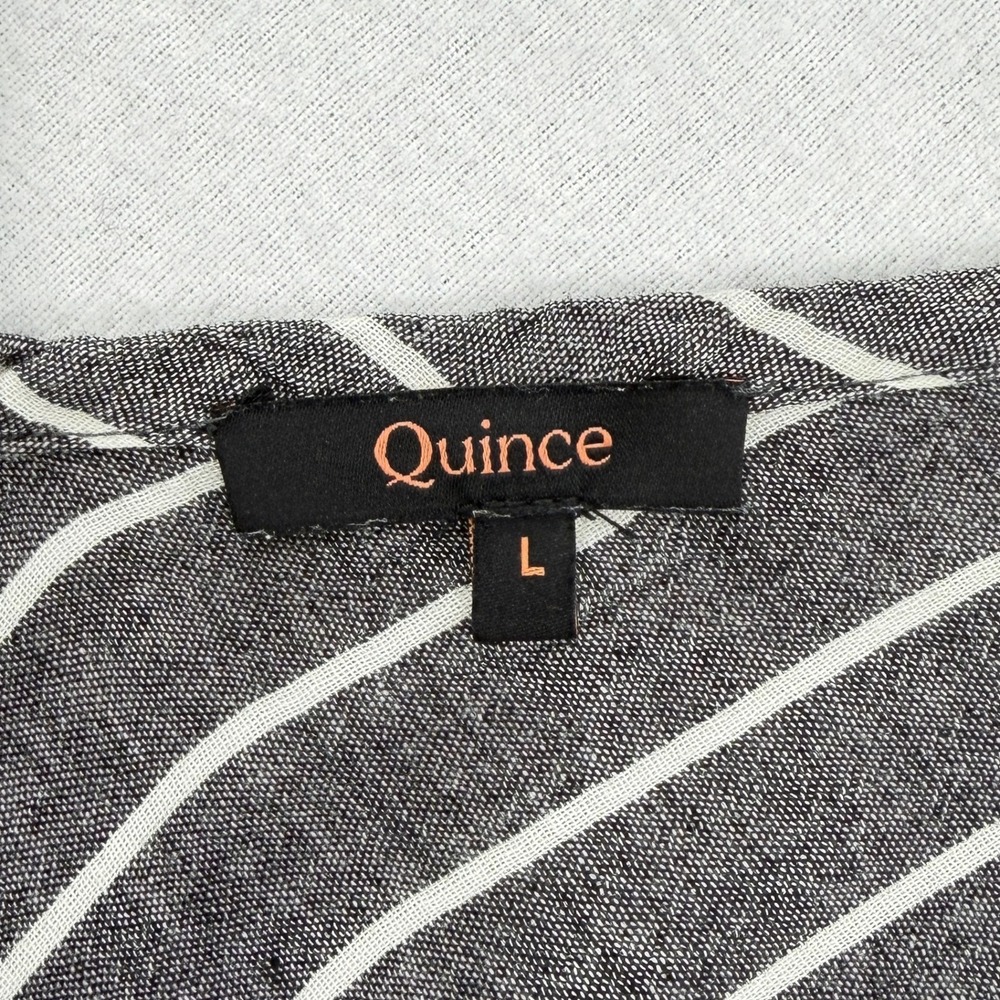 QUINCE Organic Cotton Gauze Maxi Dress Large Black Striped Tiered Sleeveless - Picture 9 of 16